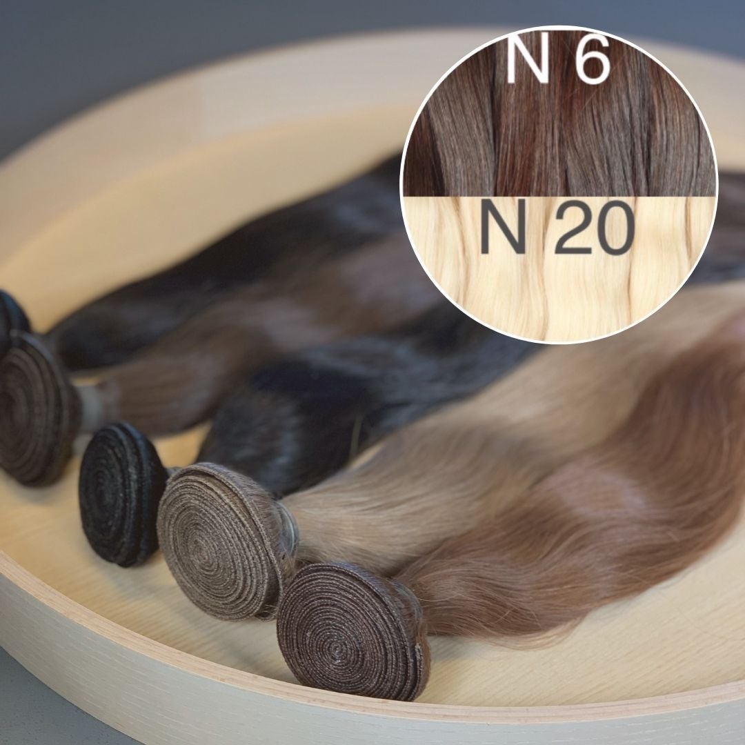 Machine Wefts / Bundles Color _6/20 GVA hair_One donor line.