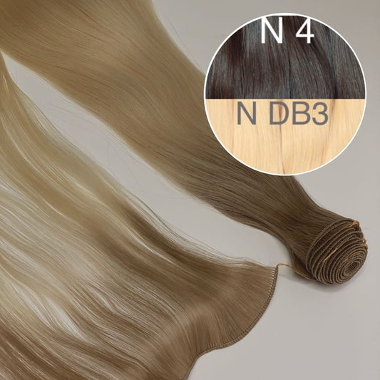 Hair Wefts Hand tied / Bundles Color _4/DB3 GVA hair_One donor line.