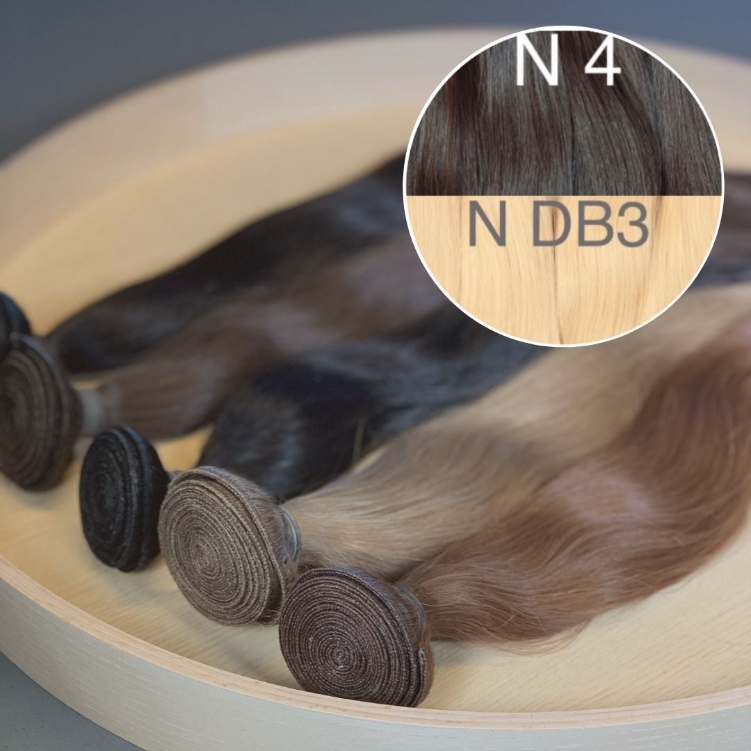 Machine Wefts / Bundles Color _4/DB3 GVA hair_One donor line.