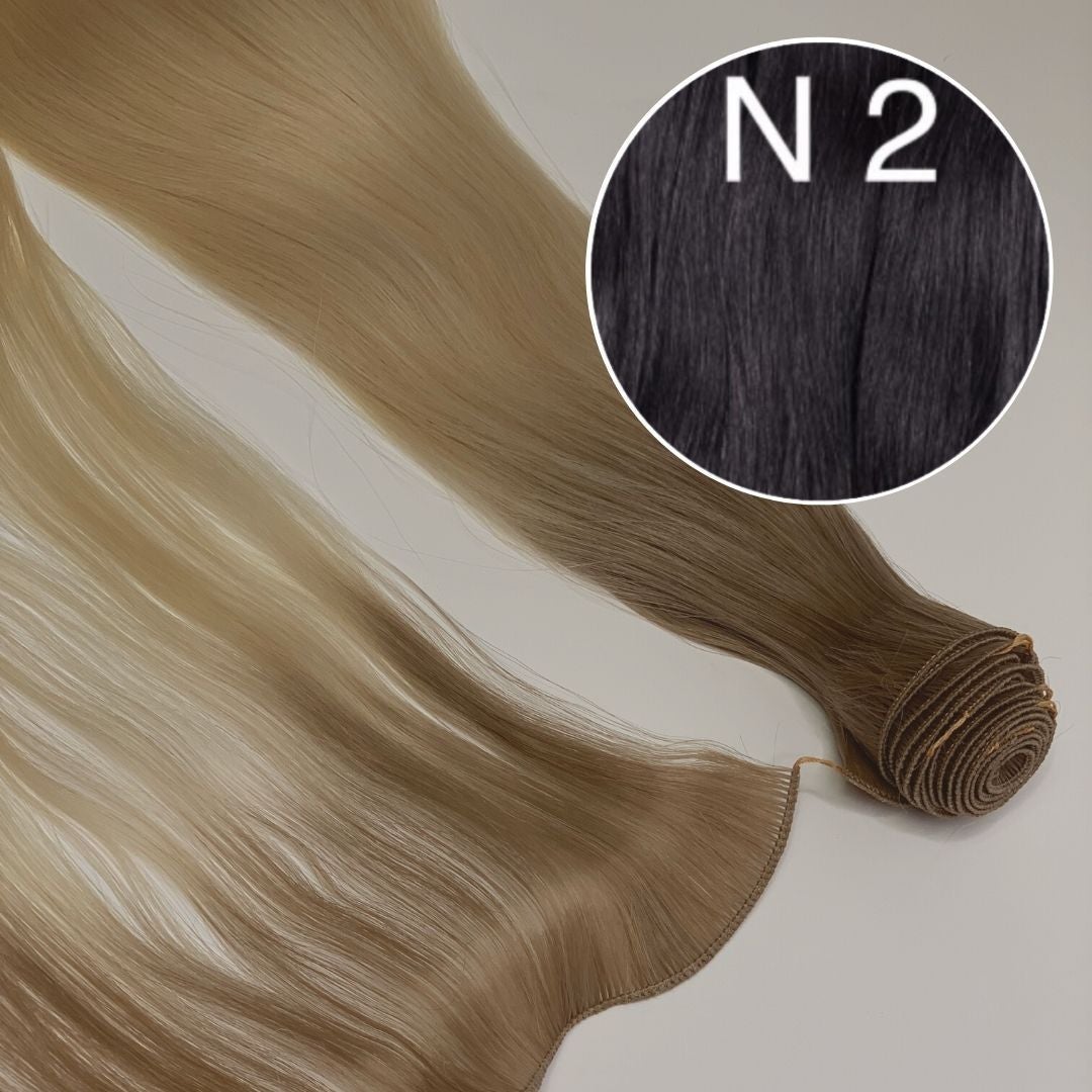 Hair Wefts Hand tied / Bundles Color 2 GVA hair_One donor line.