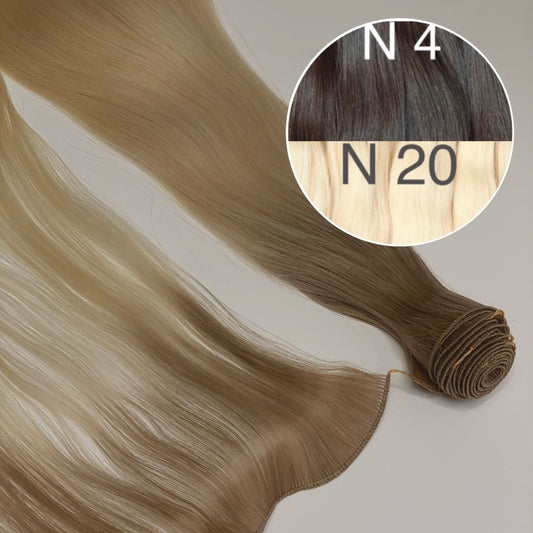 Hair Wefts Hand tied / Bundles Color _4/20 GVA hair_One donor line.