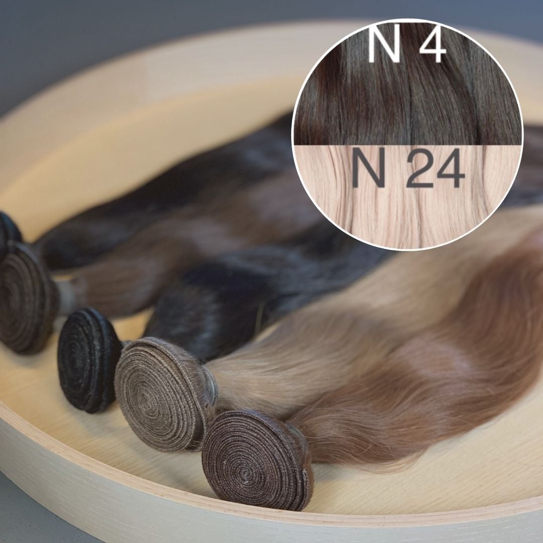 Machine Wefts / Bundles Color _4/24 GVA hair_One donor line.