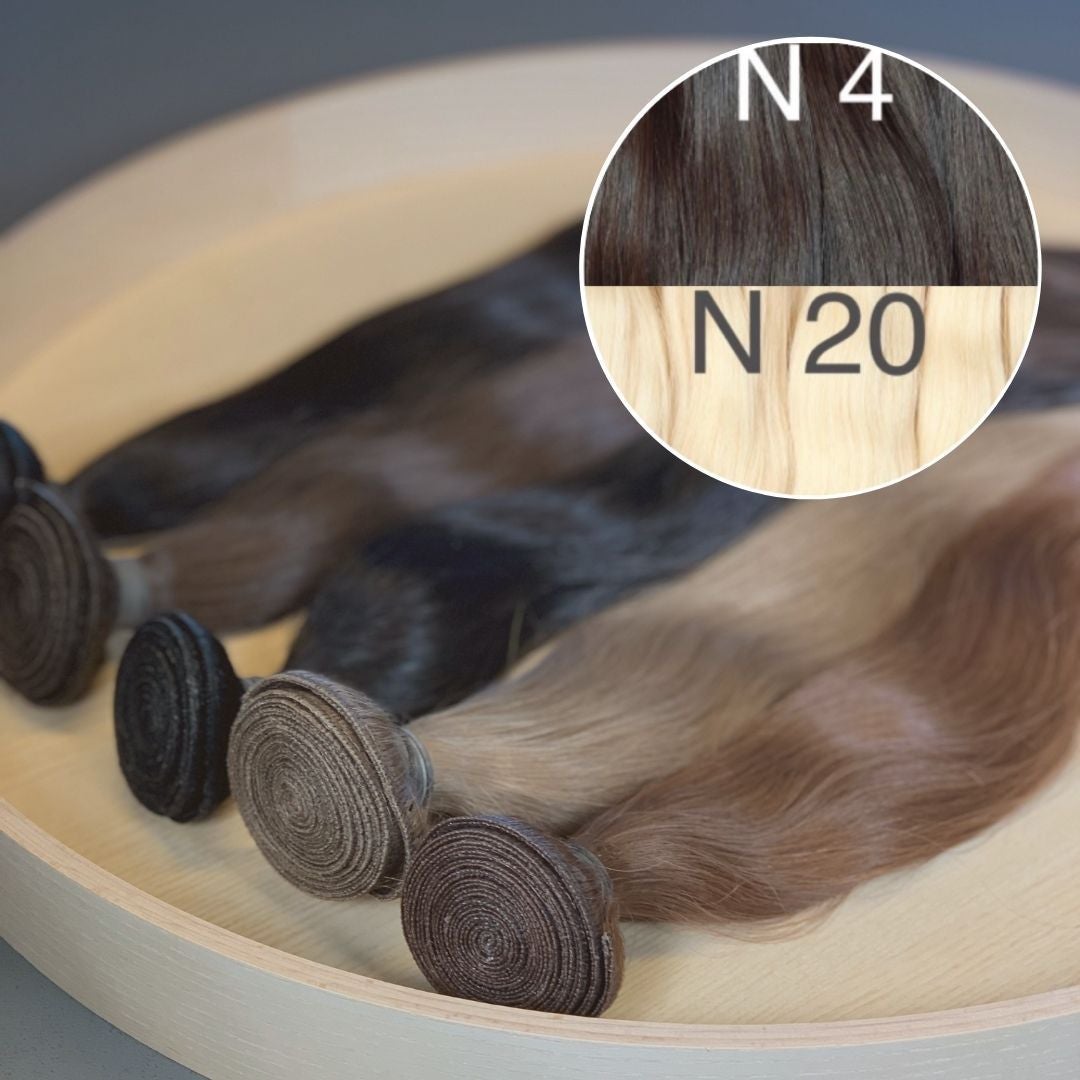 Machine Wefts / Bundles Color _4/20 GVA hair_One donor line.