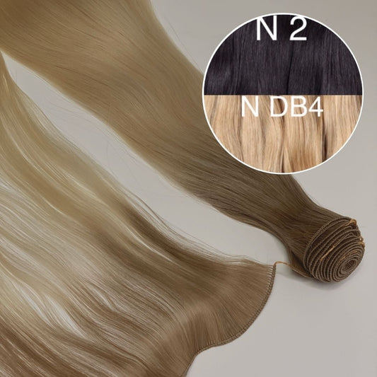 Hair Wefts Hand tied / Bundles Color _2/DB4 GVA hair_One donor line.