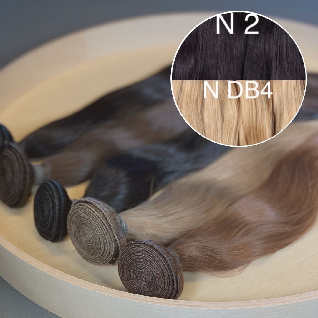 Machine Wefts / Bundles Color _2/DB4 GVA hair_One donor line.