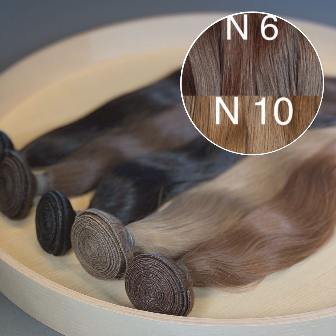 Machine Wefts / Bundles Color _6/10 GVA hair_One donor line.