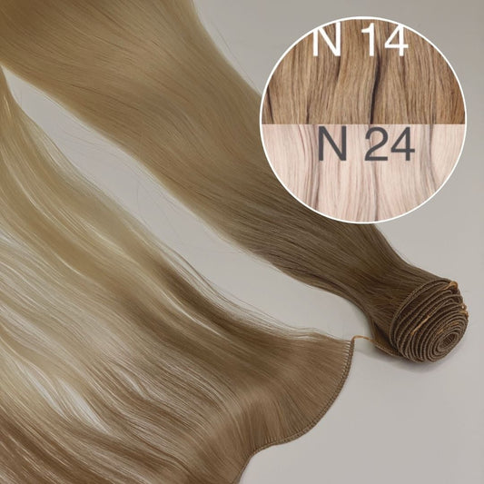 Hair Wefts Hand tied / Bundles Color _14/24 GVA hair_One donor line.