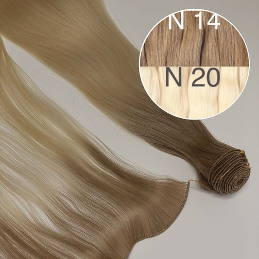 Hair Wefts Hand tied / Bundles Color _14/20 GVA hair_One donor line.