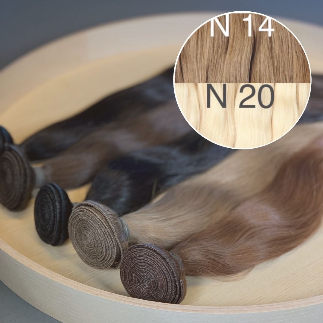 Machine Wefts / Bundles Color _14/20 GVA hair_One donor line.