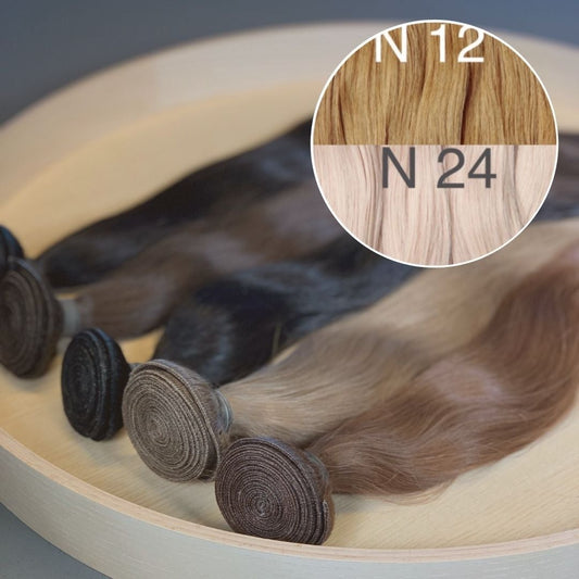 Machine Wefts / Bundles Color _14/24 GVA hair_One donor line.