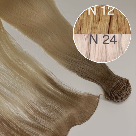 Hair Wefts Hand tied / Bundles Color _12/24 GVA hair_One donor line.