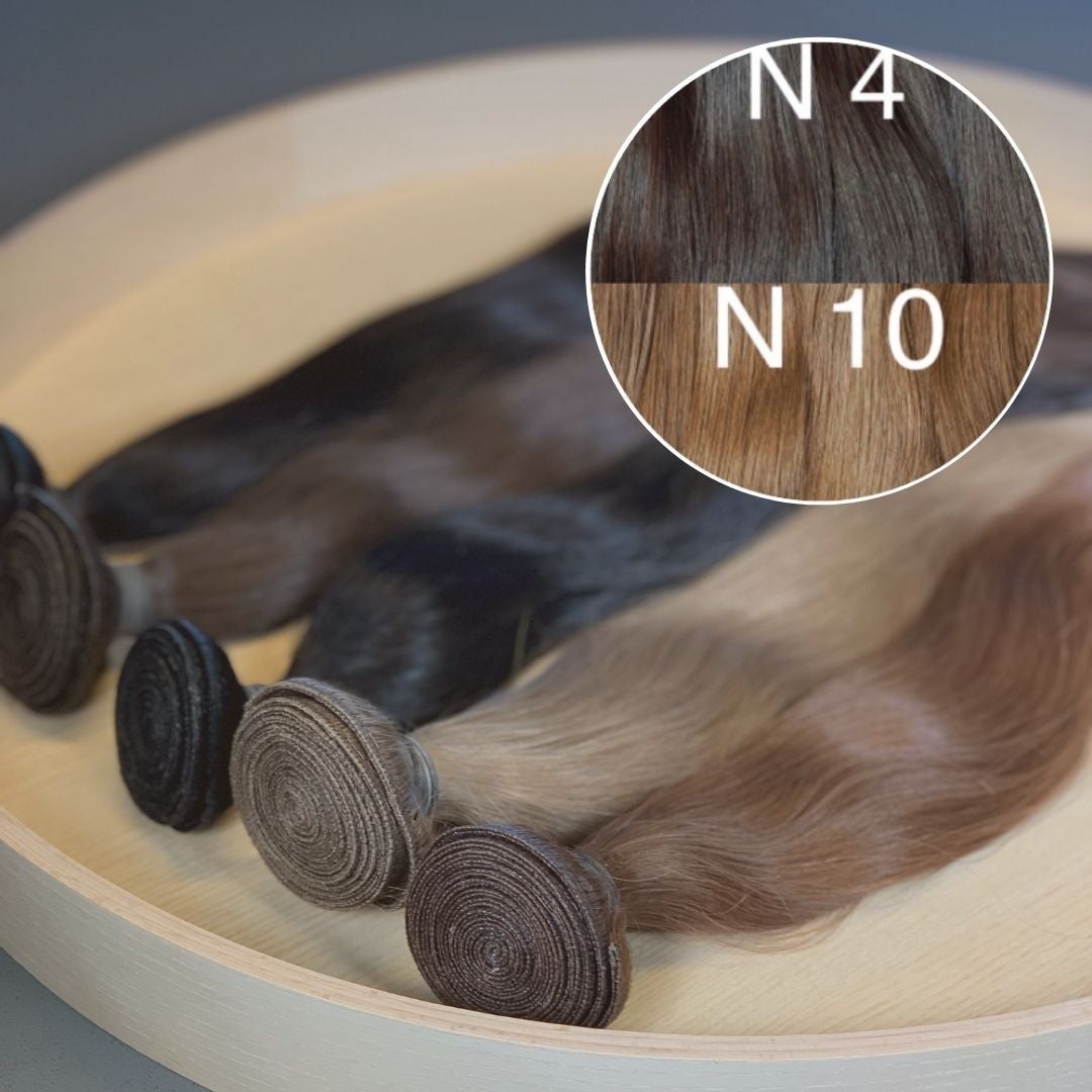 Machine Wefts / Bundles Color _4/10 GVA hair_One donor line.