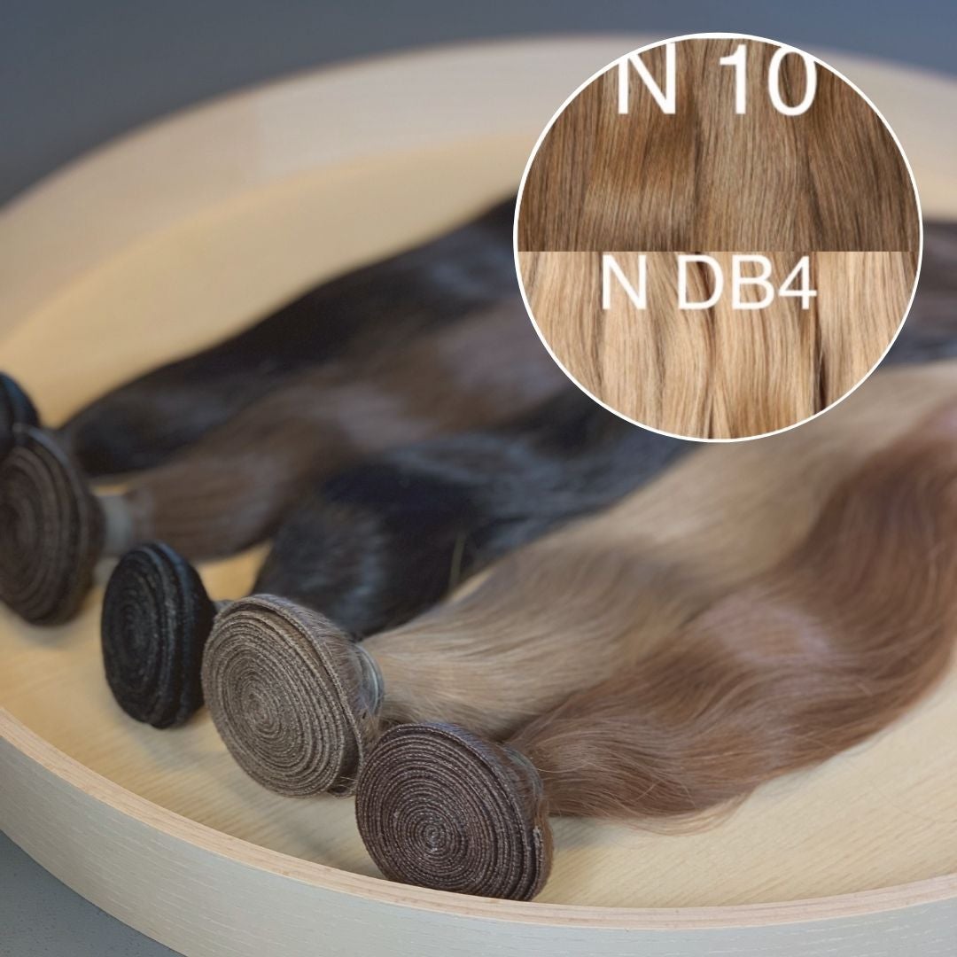 Machine Wefts / Bundles Color _10/DB4 GVA hair_One donor line.