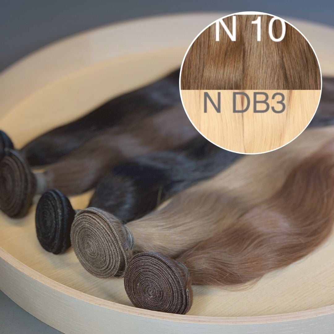 Machine Wefts / Bundles Color _10/DB3 GVA hair_One donor line.