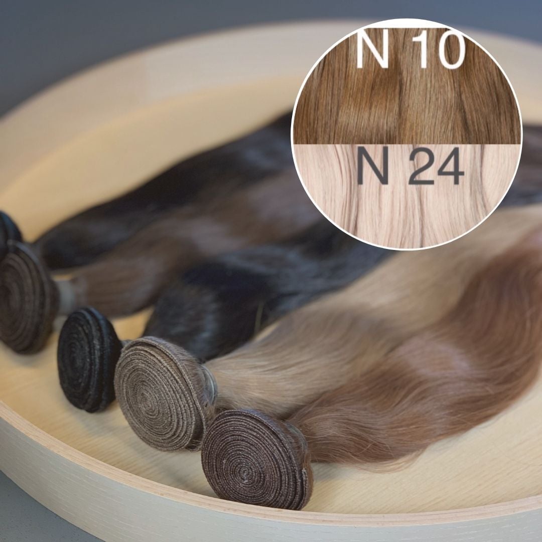 Machine Wefts / Bundles Color _10/24 GVA hair_One donor line.