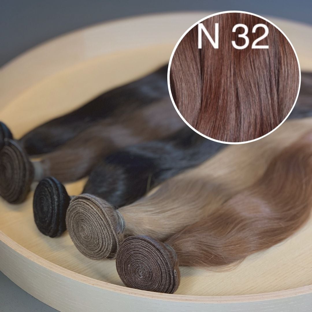 Machine Wefts / Bundles Color 32 GVA hair_One donor line.