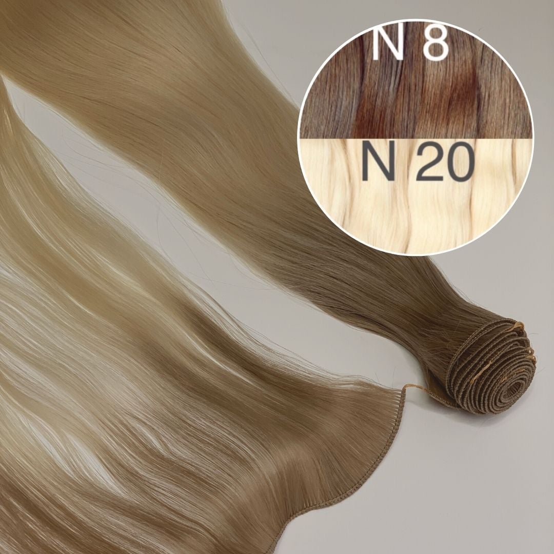 Hair Wefts Hand tied / Bundles Color _8/20 GVA hair_One donor line.