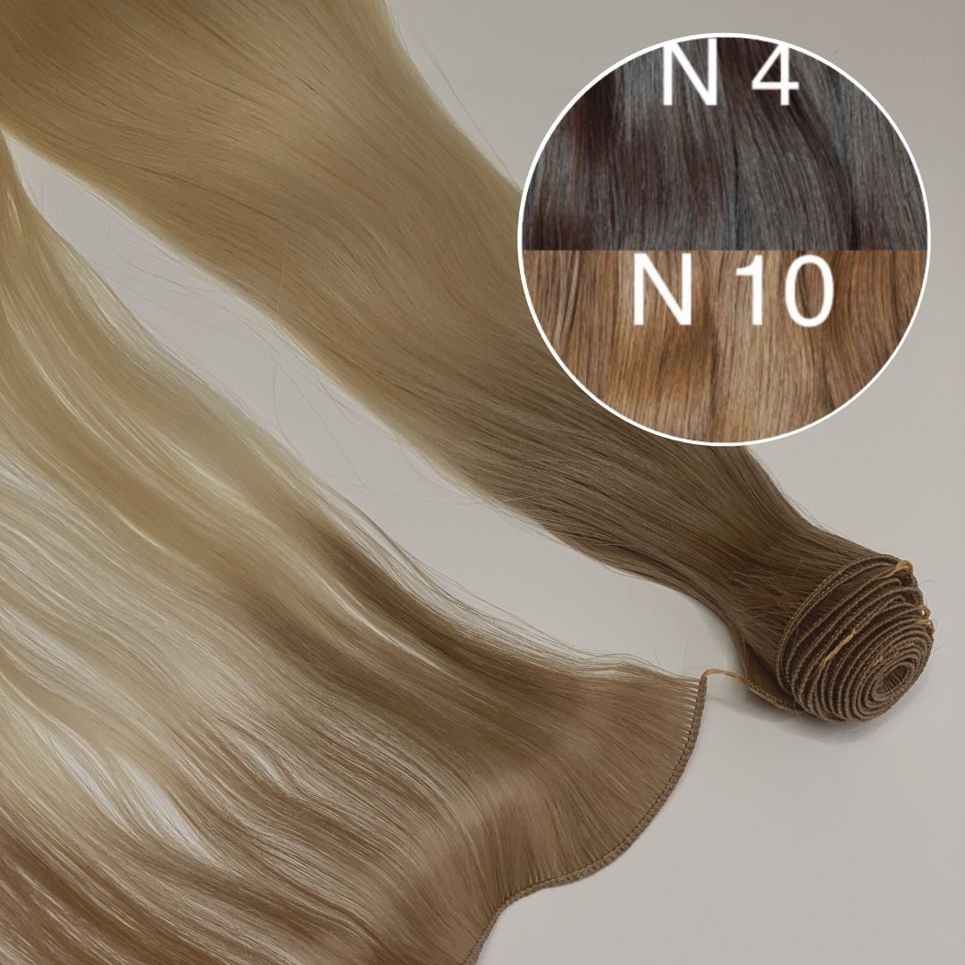 Hair Wefts Hand tied / Bundles Color _4/10 GVA hair_One donor line.