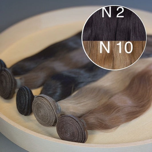 Machine Wefts / Bundles Color _2/10 GVA hair_One donor line.