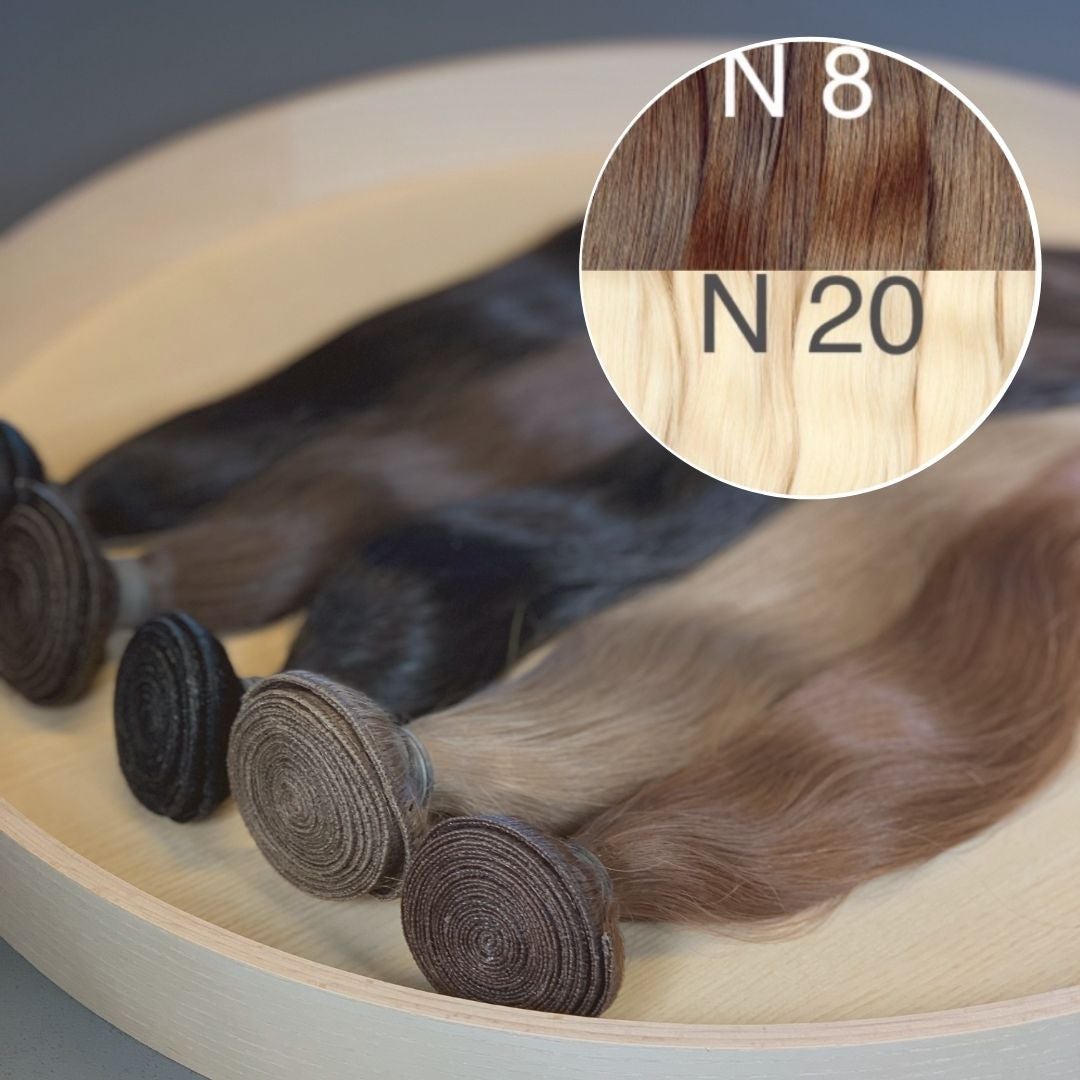 Machine Wefts / Bundles Color _8/20 GVA hair_One donor line.