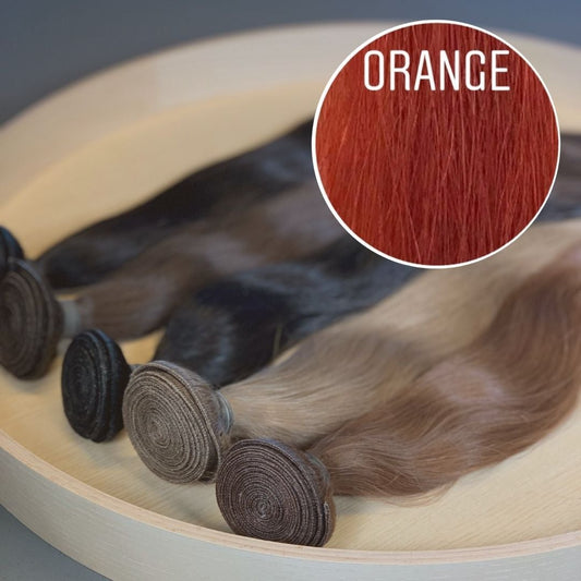 Machine Wefts / Bundles Color ORANGE GVA hair_One donor line.