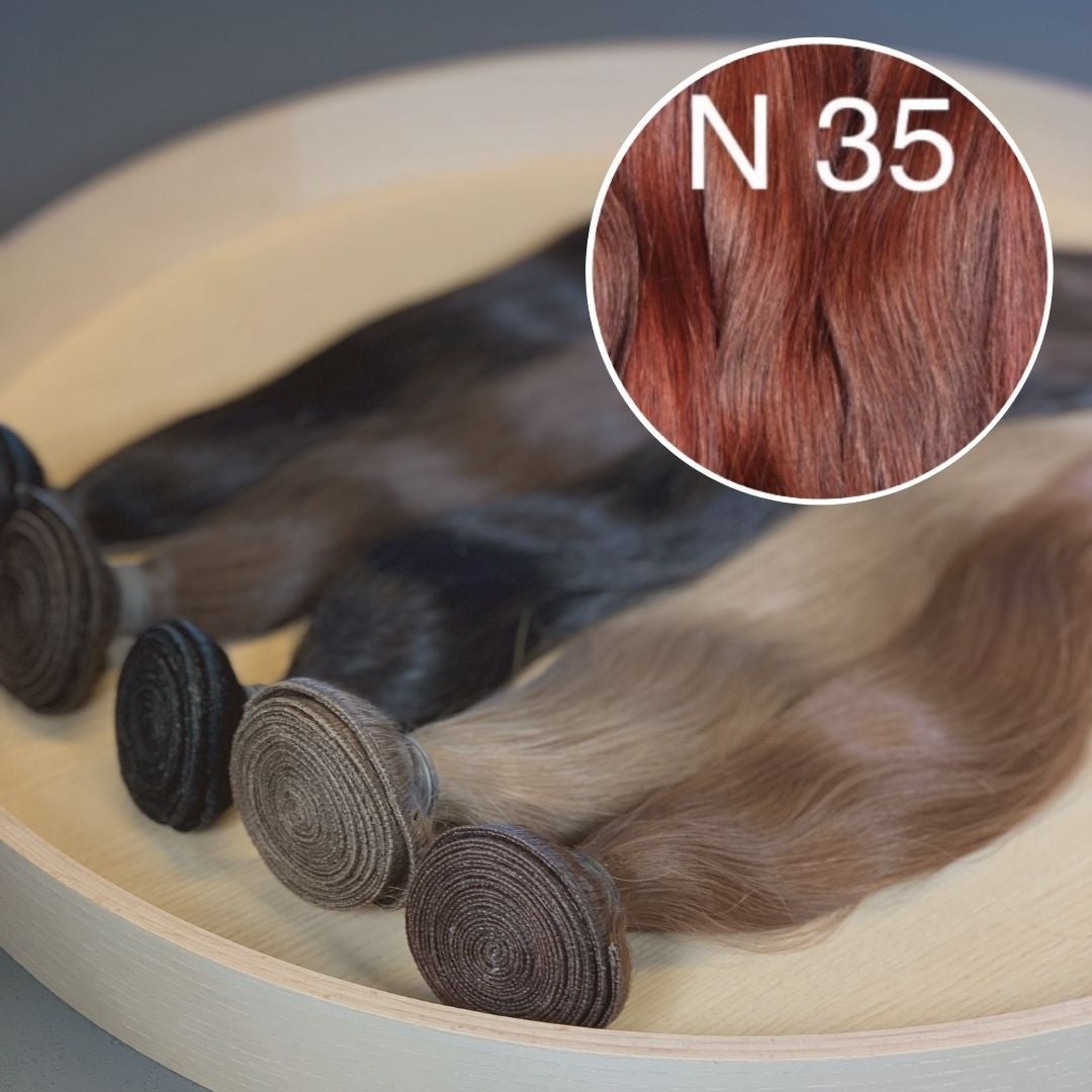 Machine Wefts / Bundles Color 35 GVA hair_One donor line.