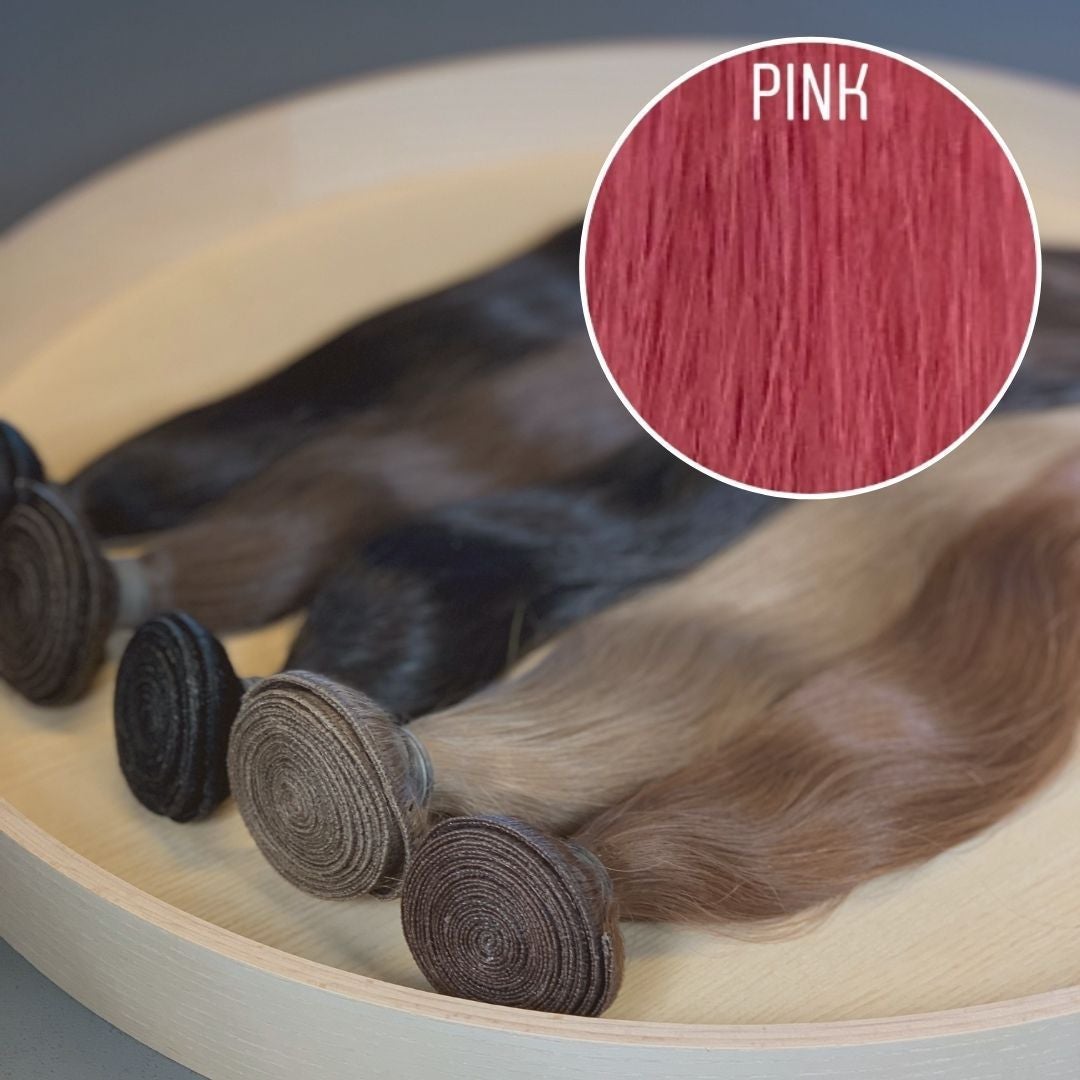 Machine Wefts / Bundles Color PINK GVA hair_One donor line.