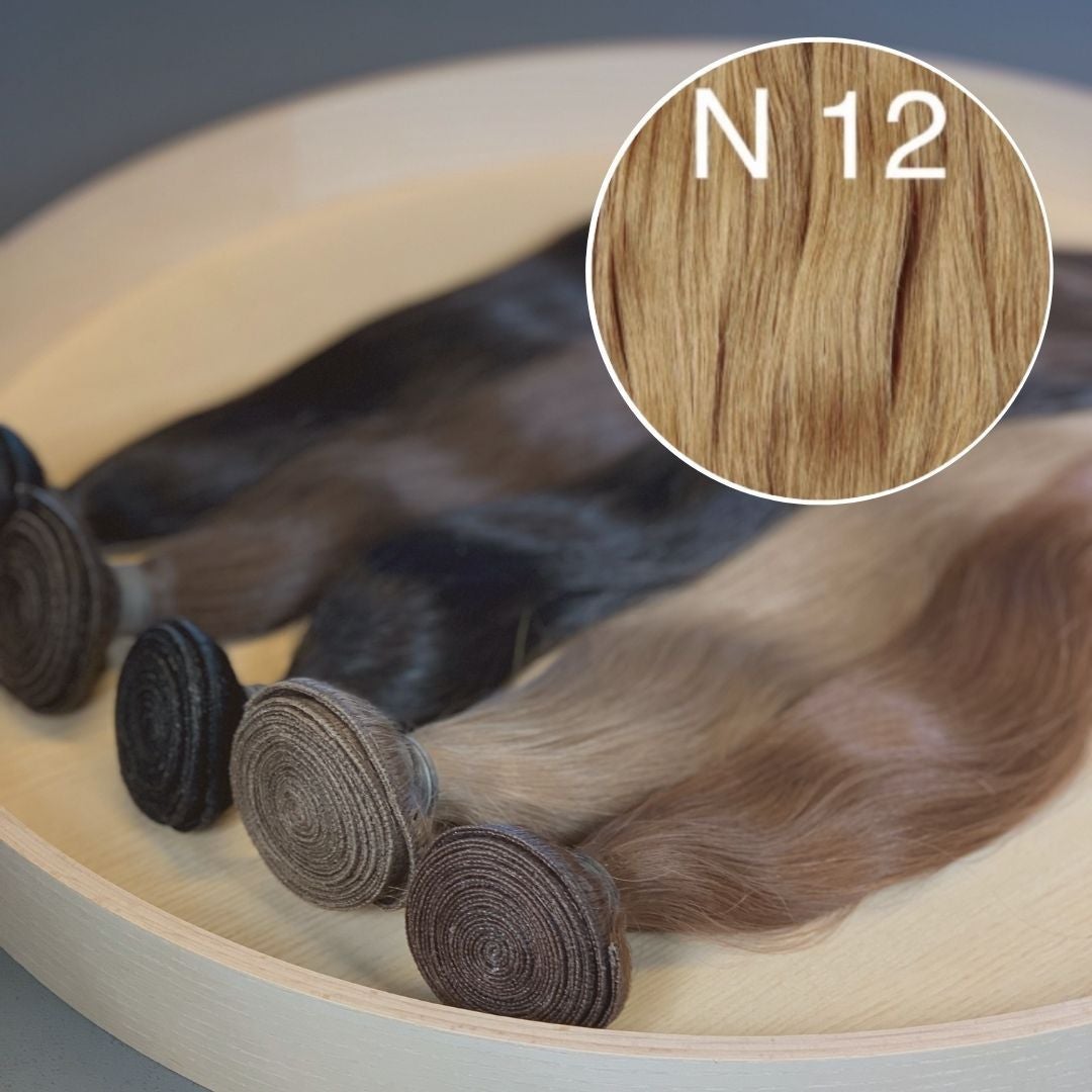 Machine Wefts / Bundles Color 12 GVA hair_One donor line.