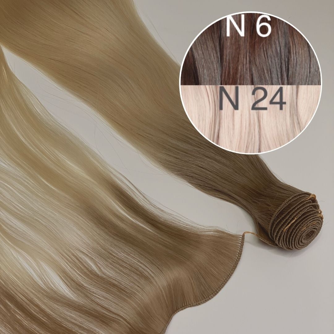 Hair Wefts Hand tied / Bundles Color _6/24 GVA hair_One donor line.