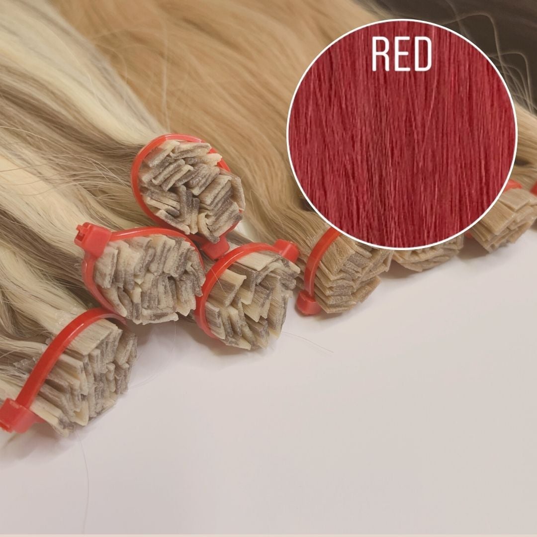 Hot Fusion, Flat Tip Color RED GVA hair_One donor line.