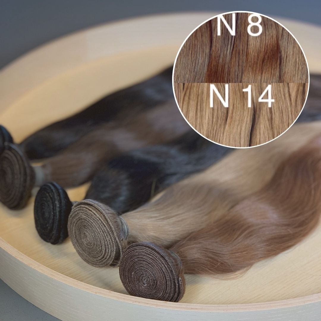 Machine Wefts / Bundles Color _8/14 GVA hair_One donor line.