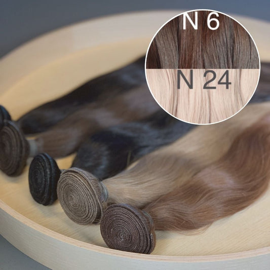 Machine Wefts / Bundles Color _6/24 GVA hair_One donor line.