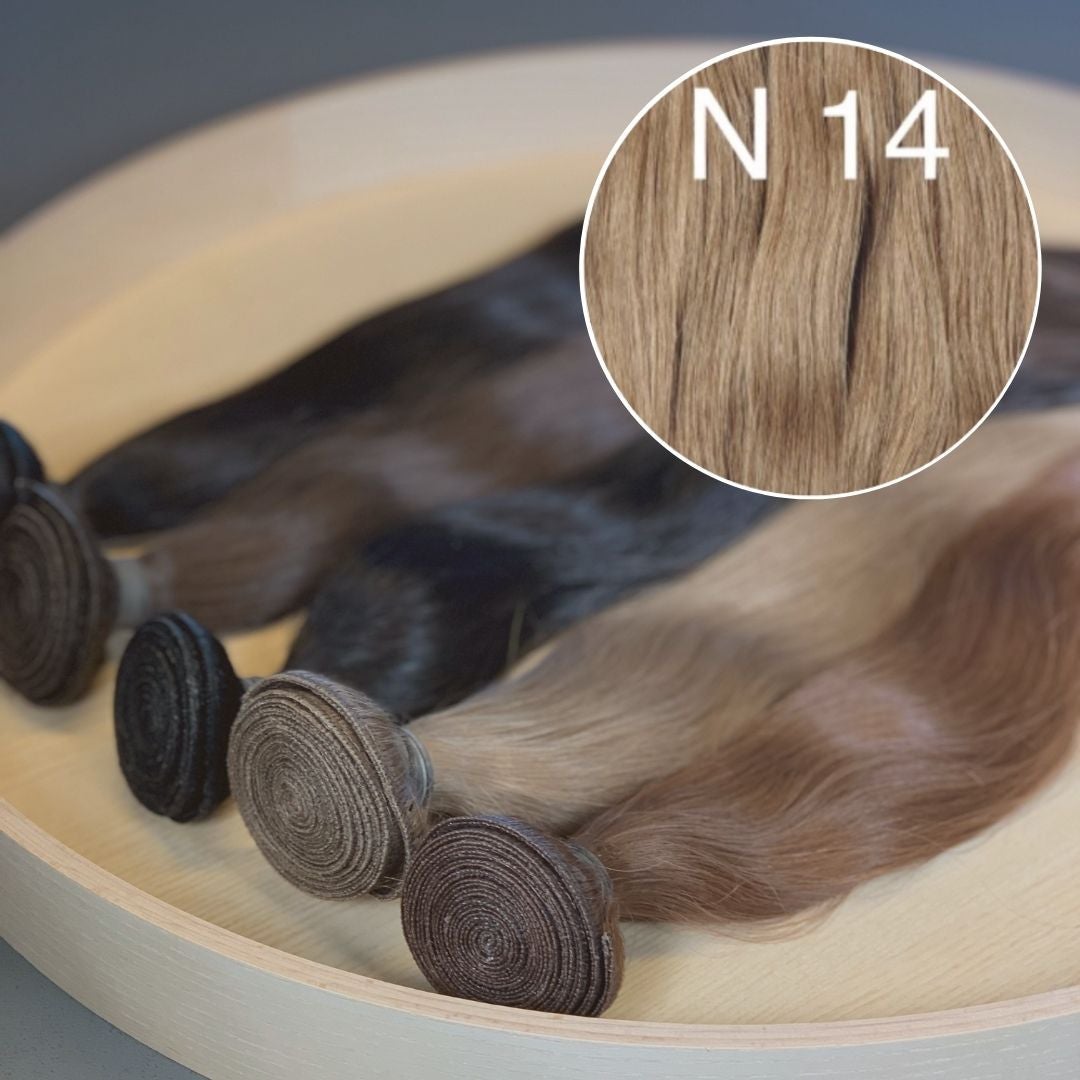 Machine Wefts / Bundles Color 14 GVA hair_One donor line.