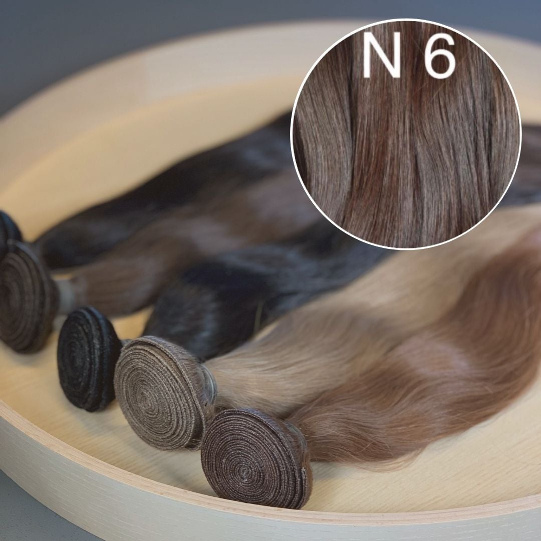 Machine Wefts / Bundles Color 6 GVA hair_One donor line.