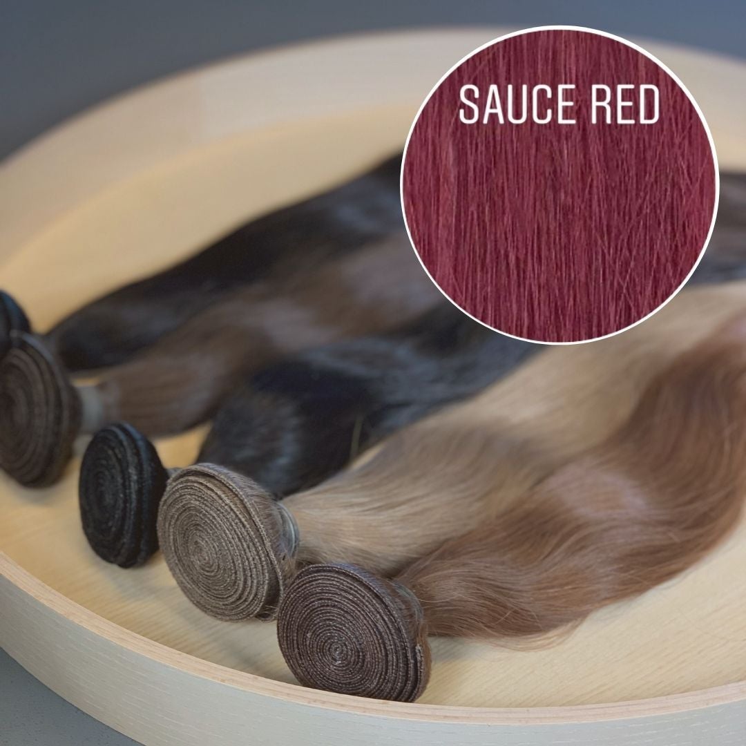 Machine Wefts / Bundles Color SAUCE RED GVA hair_One donor line.