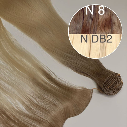 Hair Wefts Hand tied / Bundles Color _8/DB2 GVA hair_One donor line.