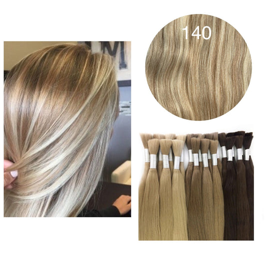 GVA Hair, Raw Cut Hair, hair extension, human hair, blond highlight, natural real hair extension, Raw Cut Hair, 100 gram, blond highlight, color 140.