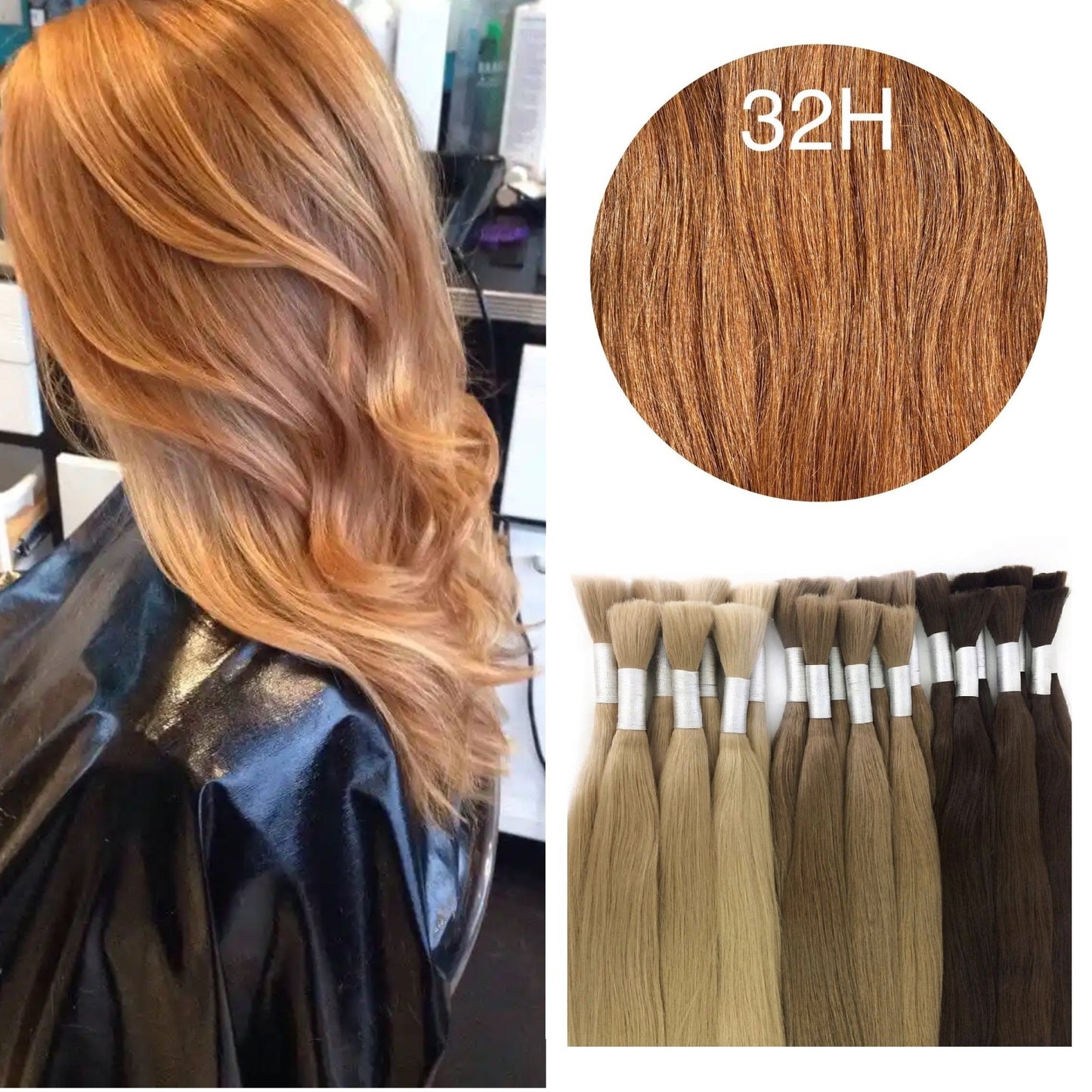 GVA Hair, Raw Cut Hair, hair extension, human hair, red, natural real hair extension, Raw Cut Hair, 100 gram, red, color 32H.