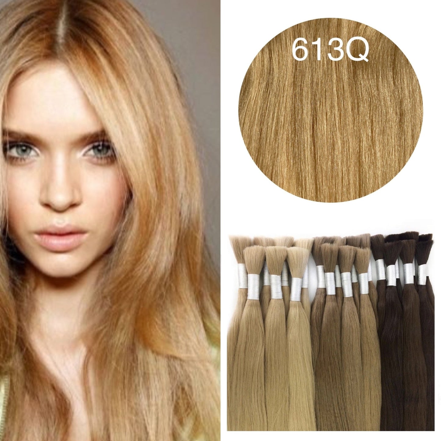 GVA Hair, Raw Cut Hair, hair extension, human hair, blond, natural real hair extension, Raw Cut Hair, 100 gram, blond, color 613Q.