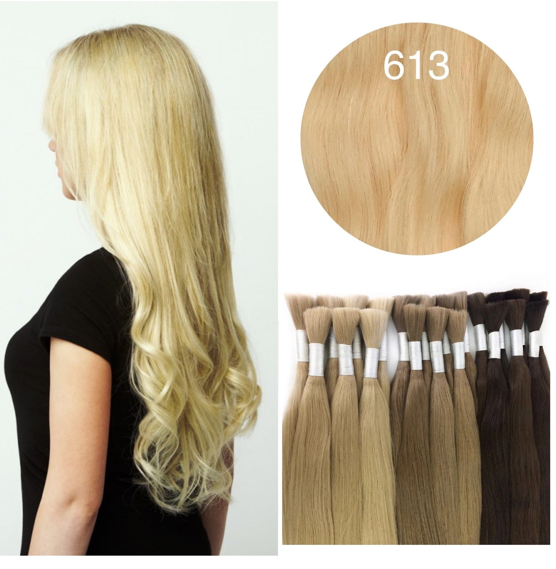 GVA Hair, Raw Cut Hair, hair extension, human hair, blond, natural real hair extension, Raw Cut Hair, 100 gram, blond, color 613.