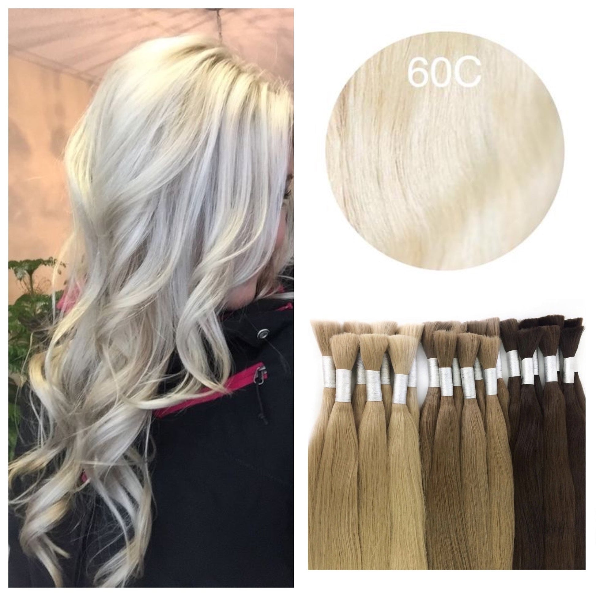 GVA Hair, Raw Cut Hair, hair extension, human hair, blond, natural real hair extension, Raw Cut Hair, 100 gram, blond, color 60C.