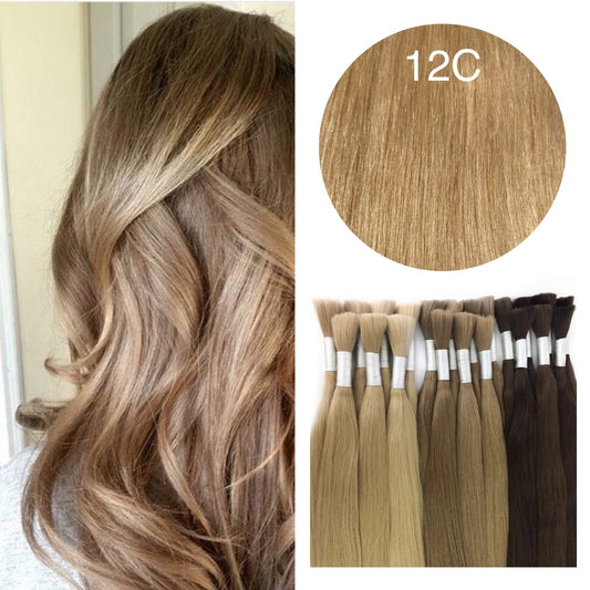 GVA Hair, Raw Cut Hair, hair extension, human hair, blond, natural real hair extension, Raw Cut Hair, 100 gram, blond, color 12C.