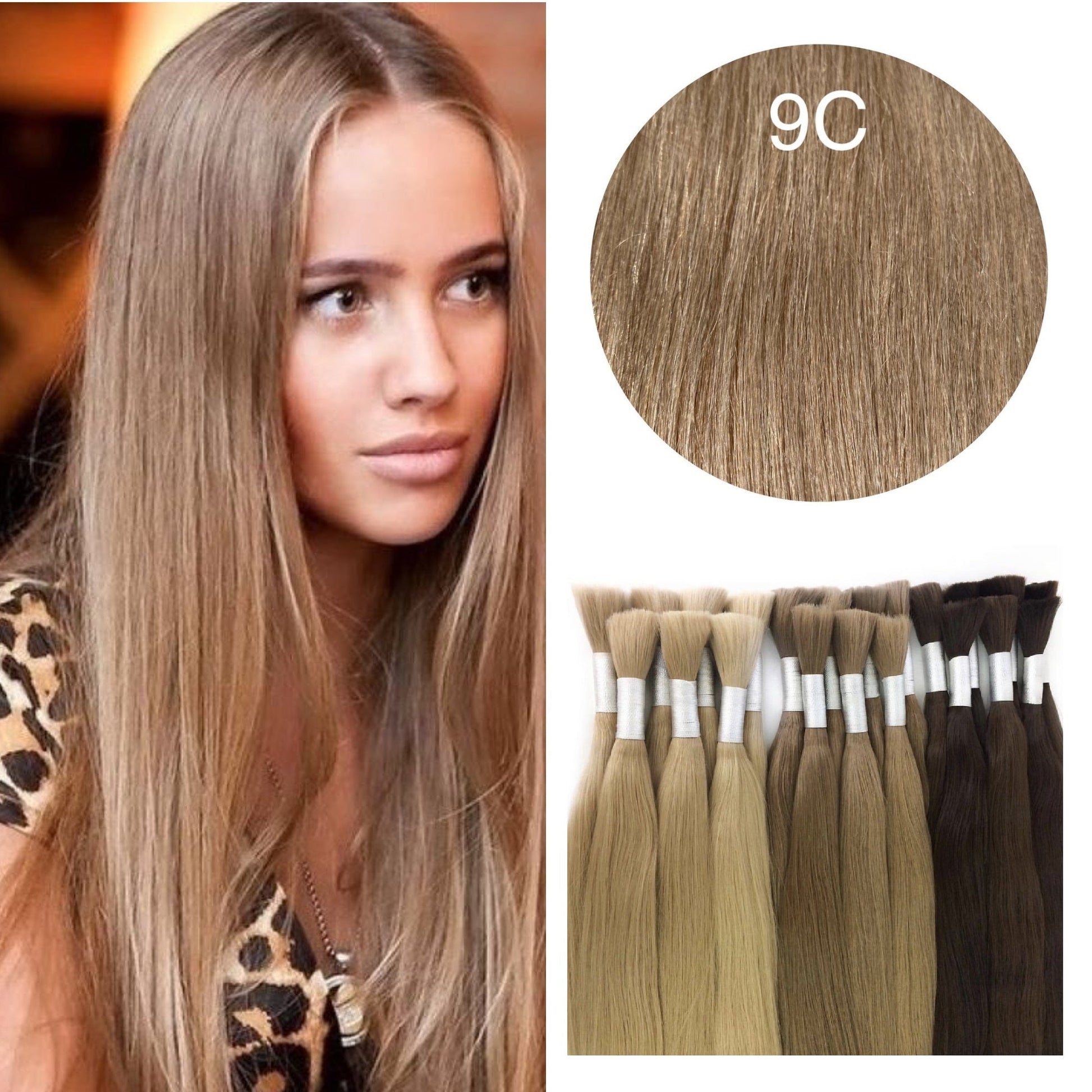 GVA Hair, Raw Cut Hair, hair extension, human hair, blond, natural real hair extension, Raw Cut Hair, 100 gram, blond, color 9C.