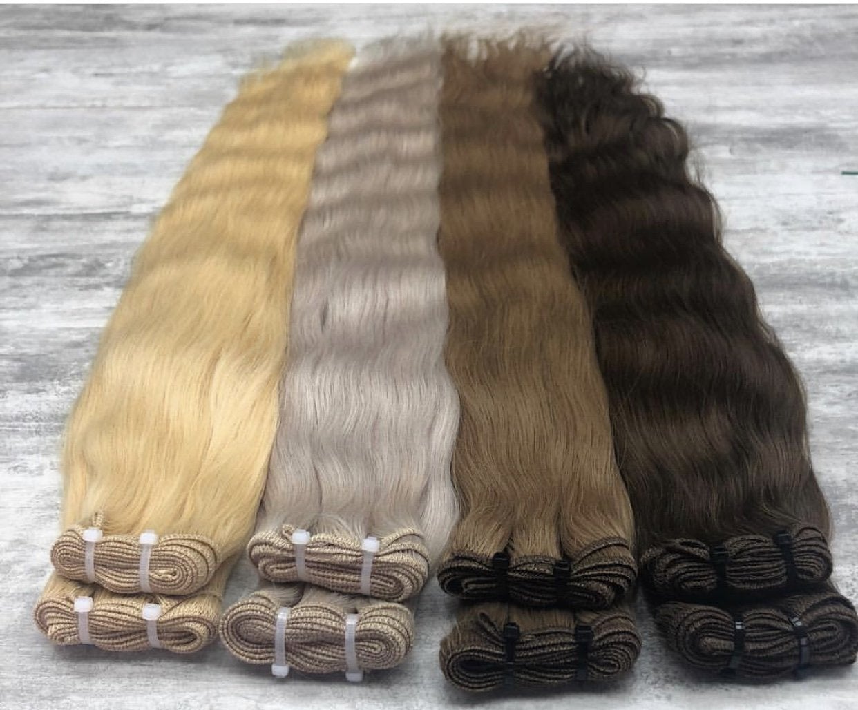 Machine Wefts / Bundles Color _10/24 GVA hair_One donor line.